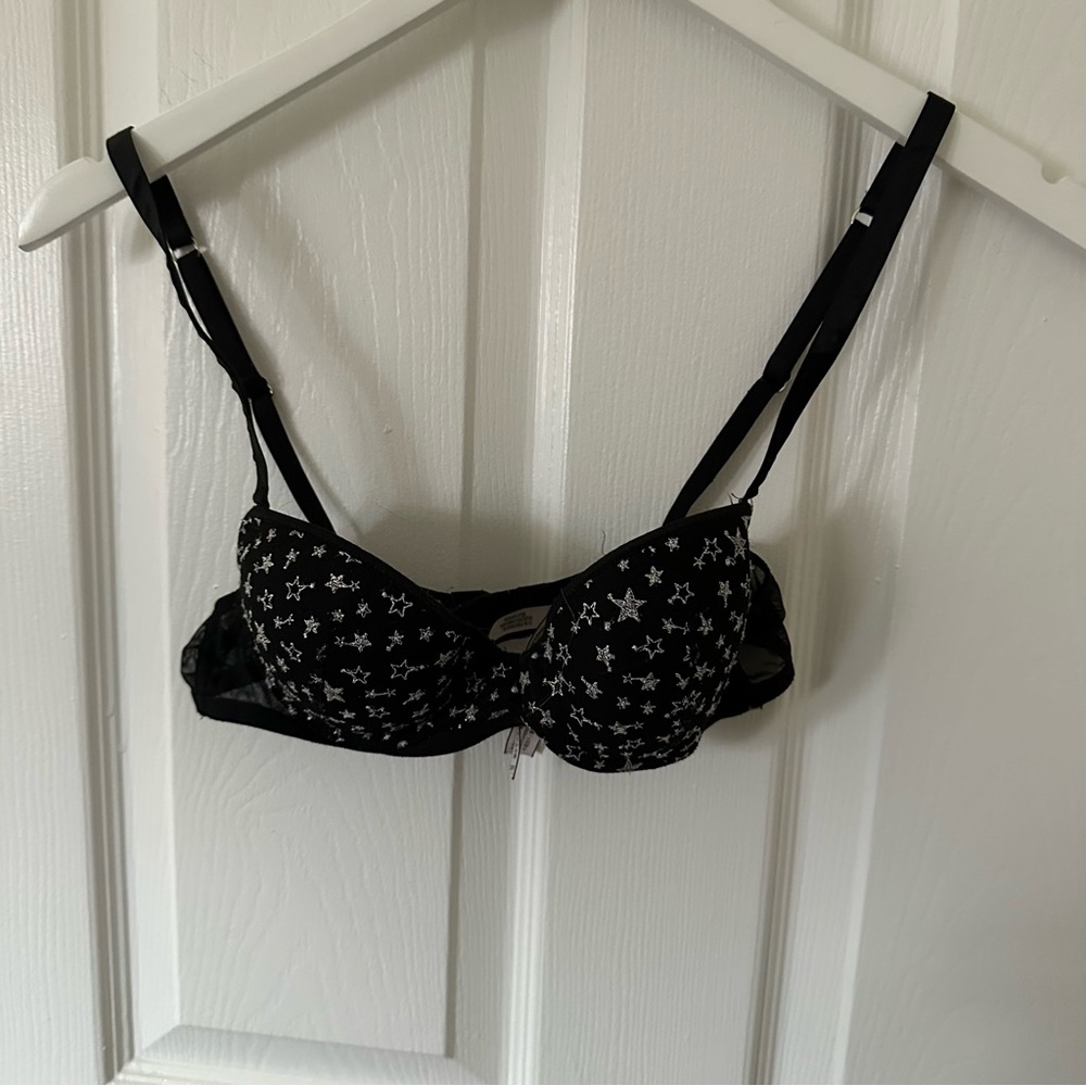 Black With Silver Stars Bra